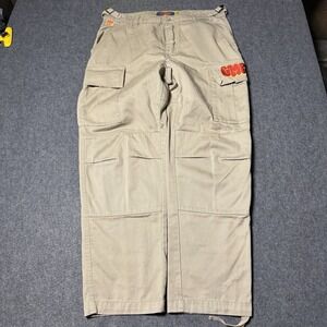 Empyre Tan Big Logo Cargo Skater Streetwear Pants Size 30 Y2K Baggy Utility